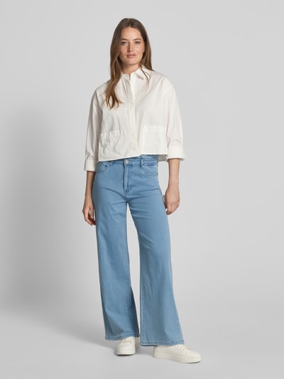 Buena Vista Wide Leg Jeans mit Rüschen Hellblau 1