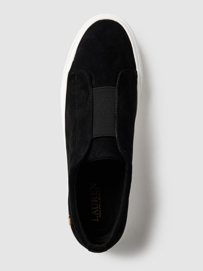 Lauren Ralph Lauren Slip-on sneakers met labeldetail in metallic, model 'ISLA' Zwart - 4