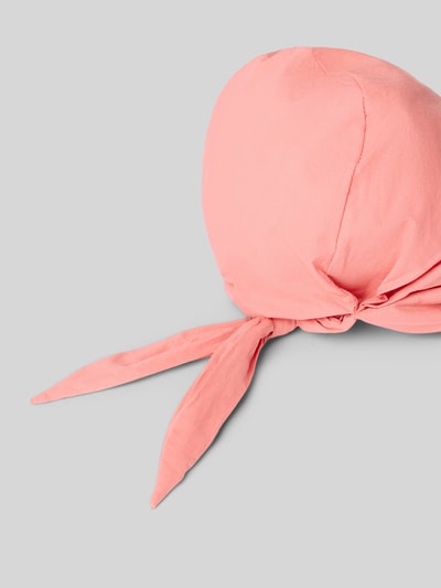 Produktfoto, Bindekappe mit Label-Detail von Loevenich aus rosa Baumwolle mit verstärktem Schirm und rückseitiger Bindung, glatte Textur