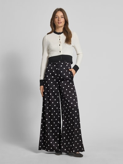 Marc Cain Broek met wijde pijpen en riem Zwart - 1