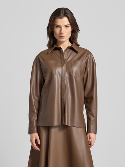 MAX&Co. Regular fit jack in leerlook met borstzakken, model 'FURIO' Hazelnoot - 4