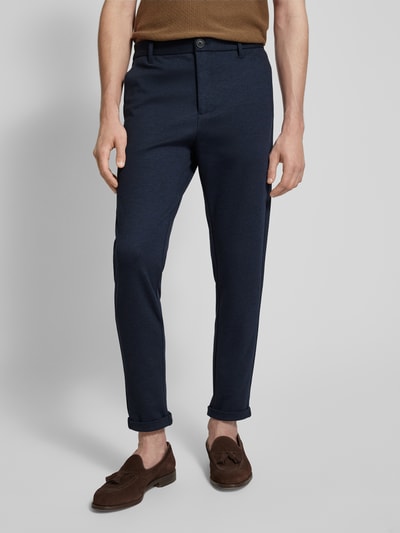 Lindbergh Slim fit stoffen broek met verkort model Donkerblauw - 4