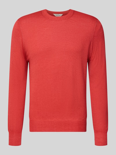 Produktfoto, Strickpullover aus reiner Schurwolle von GRAN SASSO in Rot, körpernaher Schnitt, Rundhalsausschnitt, elastische Abschlüsse