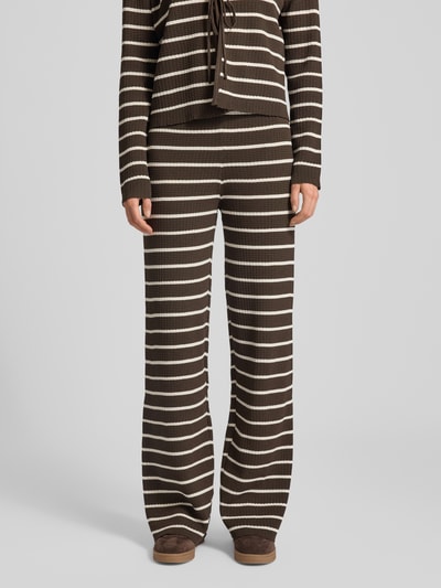 VILLA SOPHIE Stoffen broek met elastische band, model 'NURIA' Donkerbruin - 4