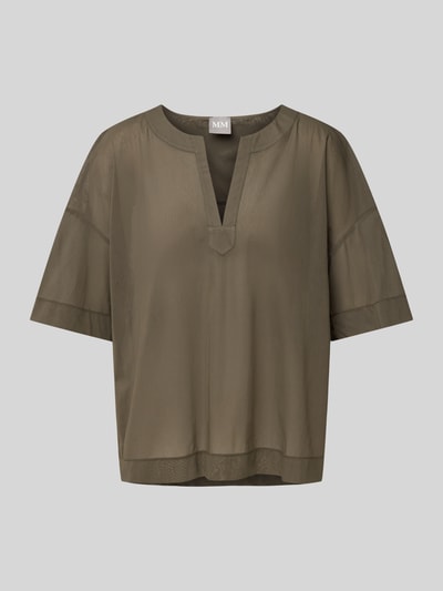 MM Bluzka o kroju relaxed fit z kołnierzem z lamówką model ‘FIDATO’ Oliwkowy 2