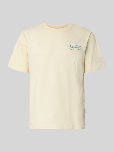 Produktfoto, Herren T-Shirt aus Reine Baumwolle in Beige mit Logo-Print von JACK & JONES, Modell 'RIVIERA VINTAGE POSTER', Straight Fit, Rundhalsausschnitt.