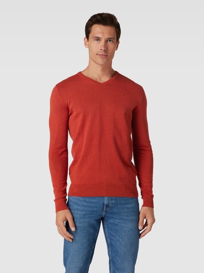 Tom Tailor Strickpullover mit Label-Stitching Modell 'BASIC' Rot 4