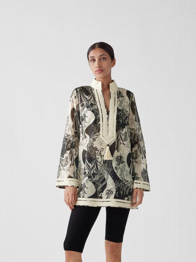 Tory Burch Tunika mit Allover-Muster Schwarz 4