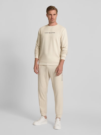 Tommy Hilfiger Regular Fit Sweatshirt aus Baumwoll-Mix Modell 'TRACK TOP' Offwhite Melange 1