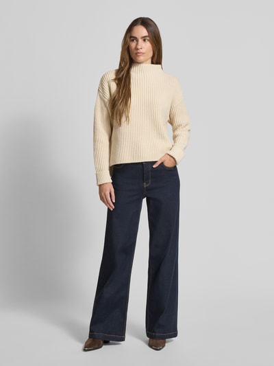 Selected Femme Regular Fit Strickpullover aus Baumwoll-Mix Modell 'SELMA' Beige 1