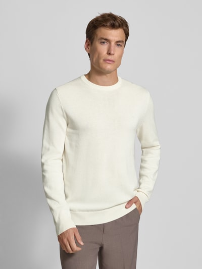 Christian Berg Men Gebreide pullover met ribboorden Offwhite gemêleerd - 4