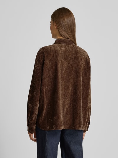 Jake*s Casual Relaxed Fit Hemdblusenkrage aus Samt Dunkelbraun 5