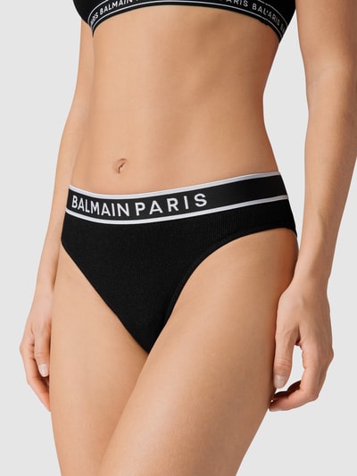 Balmain String mit Logo-Bund Schwarz 3