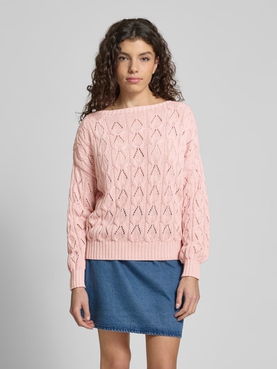 Only Relaxed Fit Strickpullover mit Zopf Struktur Muster Modell 'BRYNN' Hellrosa 4