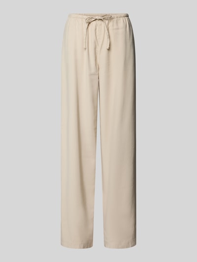 Produktfoto, Regular Fit Weite Hose aus Viskose Modell 'ARIS' von Only, Beige, Popeline, Tunnelzug, elastischer Bund, seitliche Eingrifftaschen, glatte Textur, Optik: Unifarben, Materialverarbeitung: Viskose-Mix.