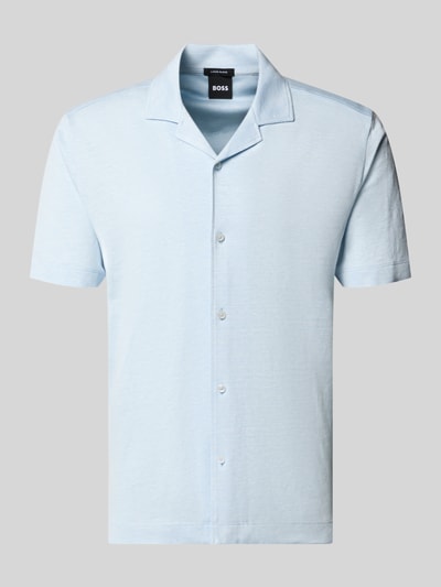 BOSS Regular Fit Freizeithemd aus Leinen-Baumwoll-Mix Modell 'H-POWELL' Bleu 2