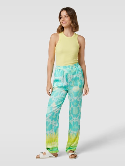 Yippie Hippie Broek van viscose met all-over print Turquoise - 1