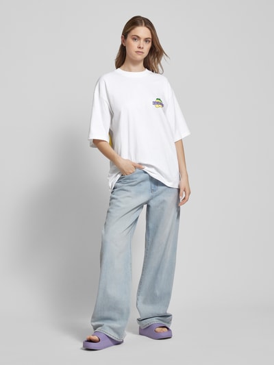 Review Oversized T-Shirt mit Label-Print Weiss 1