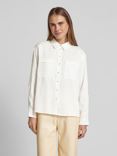 OPUS Regular fit overhemdblouse met paspelzakken op de borst, model 'Falensa' Offwhite - 4