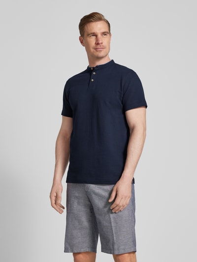 Tom Tailor Regular Fit Poloshirt mit Strukturmuster Dunkelblau 4