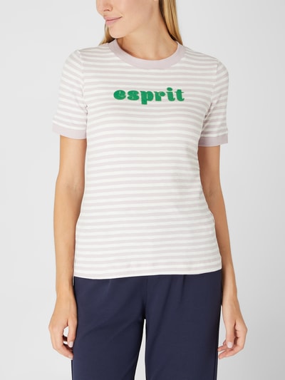 Esprit T-shirt z nadrukiem flokowym z logo  Jasnofioletowy 4