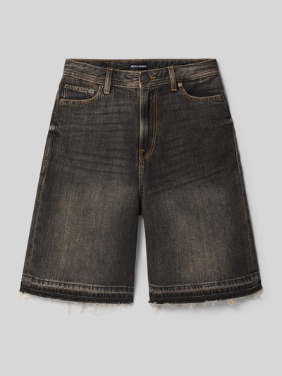 JACK & JONES korte jeans met franjes model 'IRON' Zwart - 1