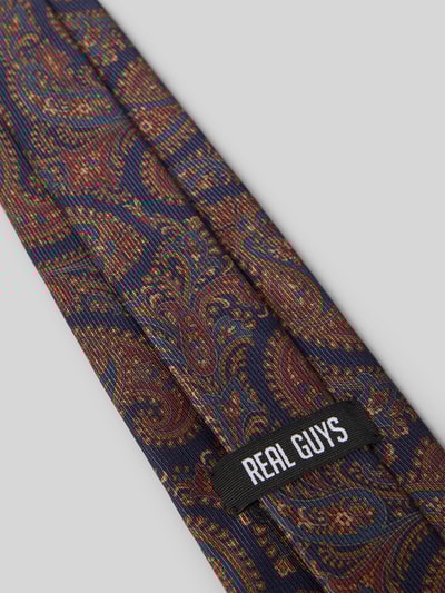 REAL GUYS Zijden stropdas met logopatch (8,5 cm) Marineblauw - 3