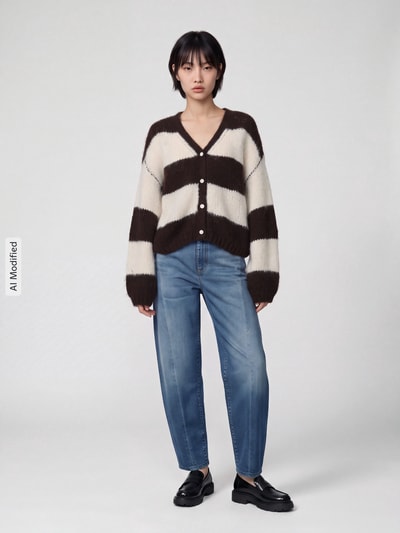 VERO MODA Strickjacke mit Ballonärmeln Schoko Melange 1