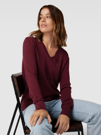 Montego Strickpullover mit V-Ausschnitt (bordeaux) online kaufen