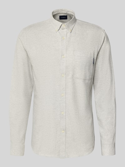 Lindbergh Slim Fit Freizeithemd mit Brusttasche Modell 'Brushed' Hellgrau 2