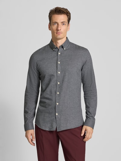 Lindbergh Vrijetijdsoverhemd met button-downkraag Middengrijs - 4
