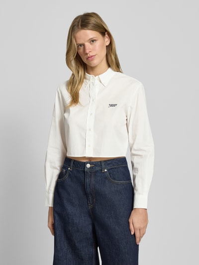 Tommy Jeans Cropped Fit Hemdbluse aus reiner Baumwolle Offwhite 4