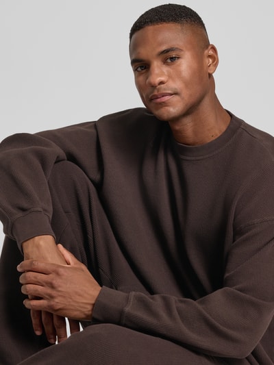 American Vintage Oversized Sweatshirt mit gerippten Abschlüssen Modell 'TOFFY' Dunkelbraun 3