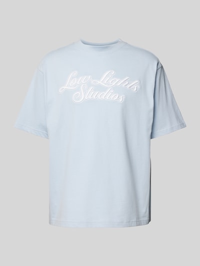 Low Lights Studios Oversized T-Shirt mit Logo-Stitching Modell 'SHUTTER' Hellblau 2