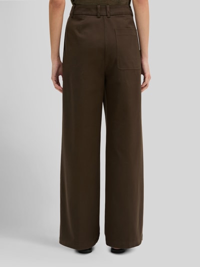 Marc O'Polo Wide Leg Hose aus Baumwoll-Mix mit Bundfalten Mittelbraun 5