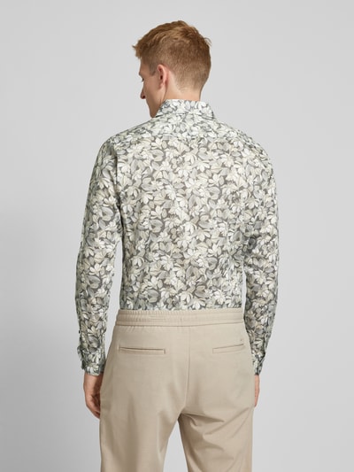 JOOP! Slim fit zakelijk overhemd met all-over motief Middengrijs gemêleerd - 5