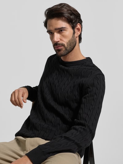 Christian Berg Men Gebreide pullover met ribboorden Zwart - 3