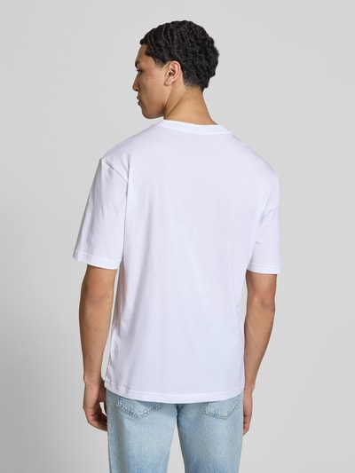 HUGO Blue męski t-shirt o kroju regular fit z czystej bawełny model 'NALIEN' Biały 5