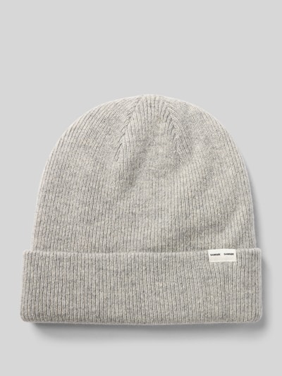 Samsøe Samsøe Czapka beanie z detalem z logo Ciemnoszary 1