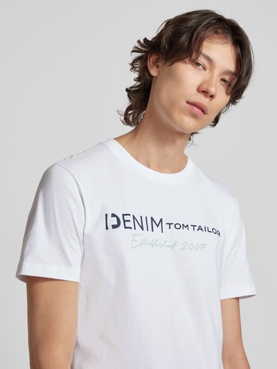 Tom Tailor Denim T-Shirt mit Rundhalsausschnitt Weiss 3