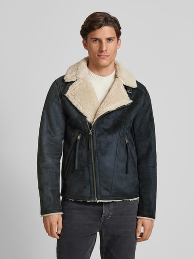 Scotch & Soda Sherpa jacket met labelpatch Zwart - 4