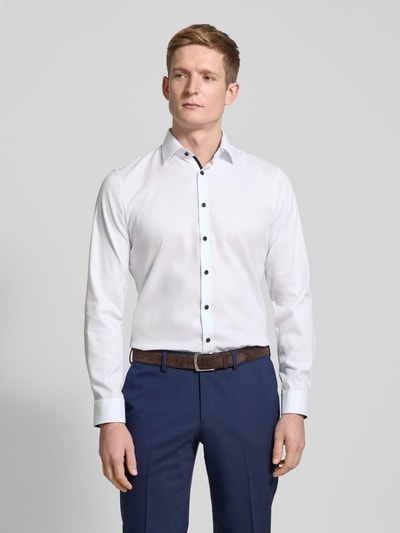 OLYMP No. Six Super Slim Fit Business-Hemd mit Strukturmuster Modell 'New York' Weiss 4