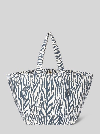 Productfoto, Shopper im Allover-Look model 'JUNO' van Barts, katoen, blauw-wit zebra patroon, draaghengsels, 35x37x35 cm, schouderriem 57 cm