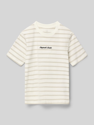 Productfoto, T-Shirt met strepenpatroon en stitching van Jack & Jones, katoen, regular fit, ronde hals, lengte achterkant maat 140: 52 cm