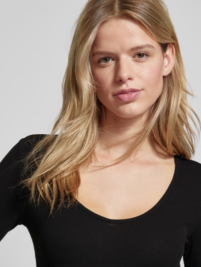 Only Shirt met lange mouwen en V-hals, model 'KAYA' Zwart - 3