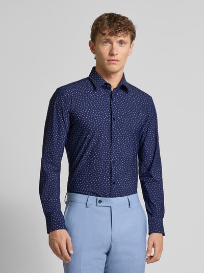 BOSS Slim fit zakelijk overhemd met elastisch performancemateriaal, model 'HANK' Marineblauw - 4