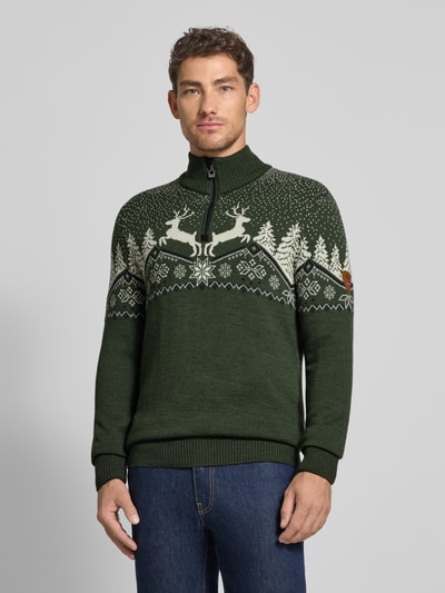 Dale of Norway Wollpullover mit Troyer-Kragen Khaki 4