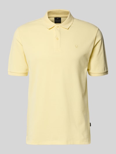 Produktfoto, Slim Fit Poloshirt mit Stitching von Jack & Jones Premium, żółta bawełna, krój slim fit, listwa guzikowa, długość tyłu w rozmiarze M: 70 cm