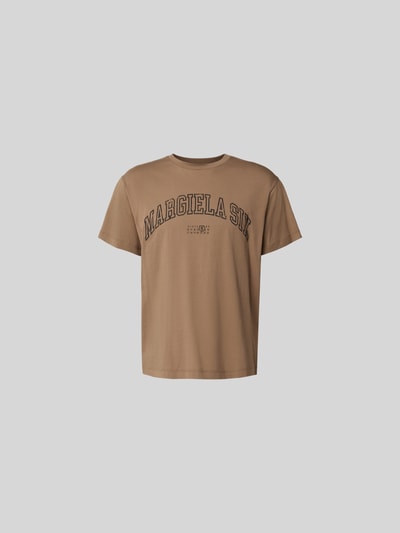 Produktfoto, Regular Fit T-Shirt mit Logo-Print von MM6 Maison Margiela in Braun mit Statement-Print, reine Baumwolle, Rundhalsausschnitt