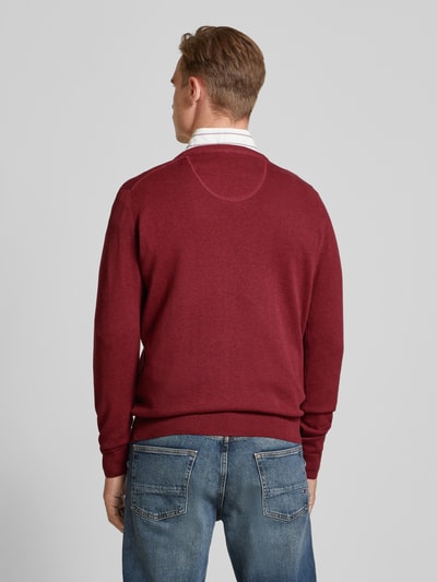 Fynch-Hatton Strickpullover mit Label-Stitching Bordeaux 5